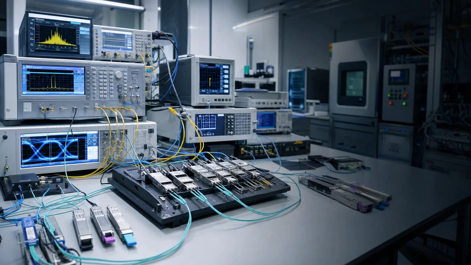 Optical modules undergoing multi-instrument quality testing